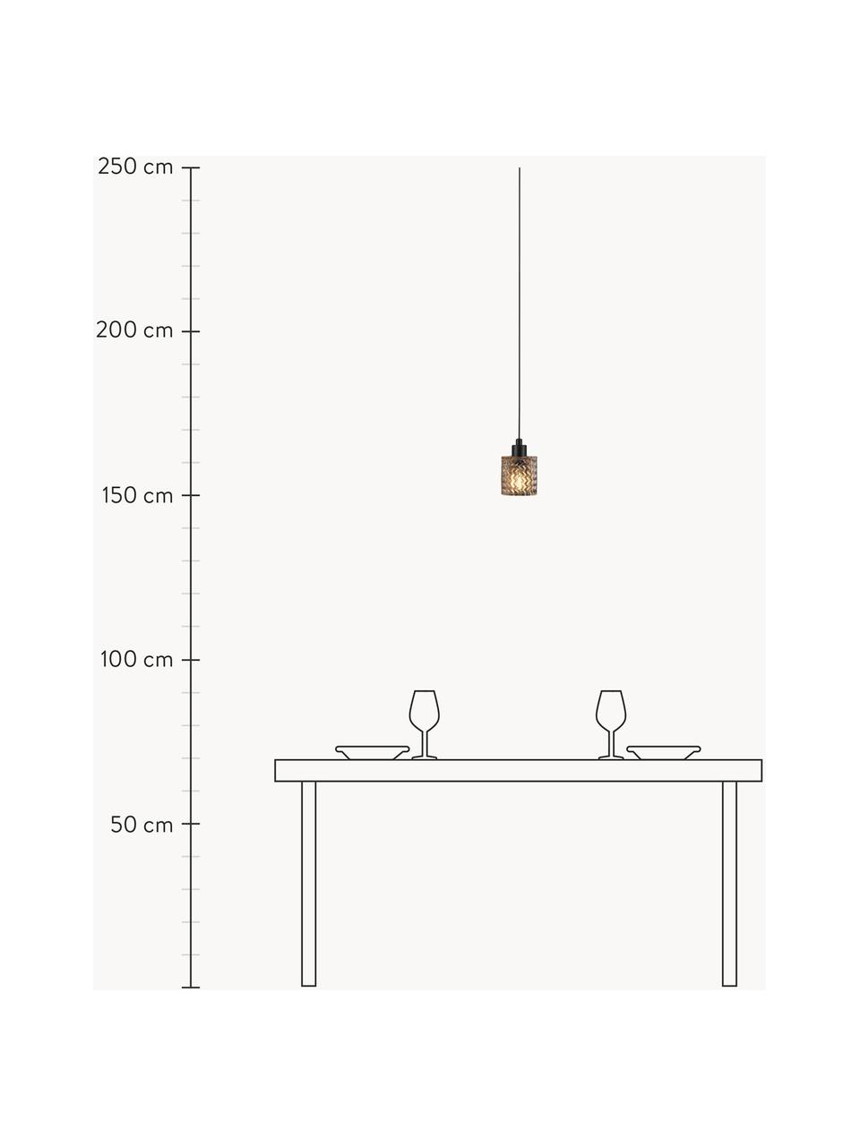 Kleine Pendelleuchte Hollywood aus Glas, Lampenschirm: Glas, Baldachin: Metall, beschichtet, Braun, Ø 11 x H 18 cm