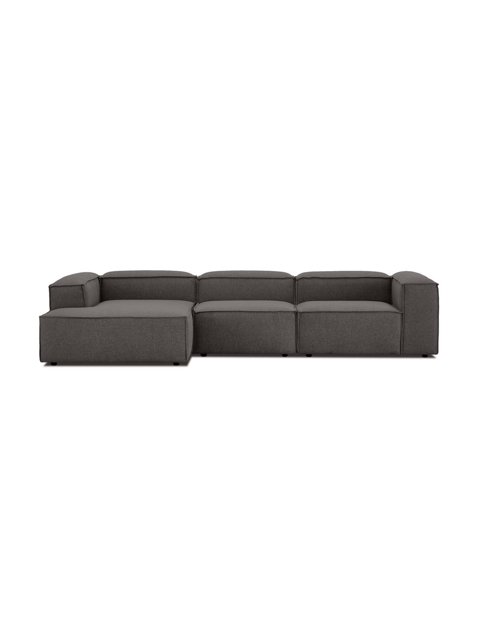 Narożna sofa modułowa Lennon, Tapicerka: 100% poliester Dzięki tka, Stelaż: lite drewno sosnowe z cer, Nogi: tworzywo sztuczne, Antracytowa tkanina, S 327 x G 180 cm, lewostronna