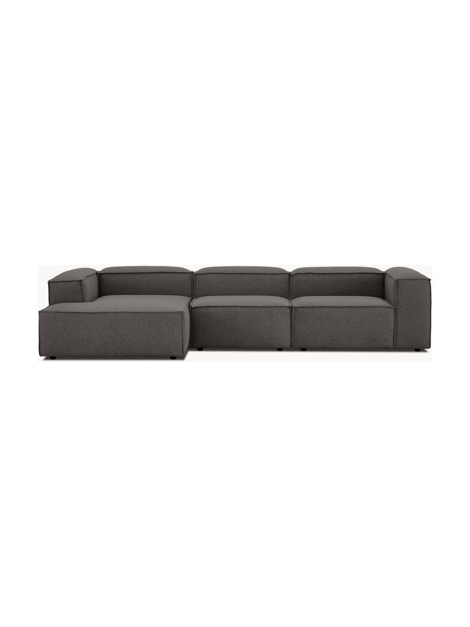 Sofá rinconera modular Lennon, Tapizado: 100% poliéster Alta resis, Estructura: madera contrachapada de p, Patas: plástico, Tejido gris antracita, An 327 x F 180 cm, chaise longue izquierda