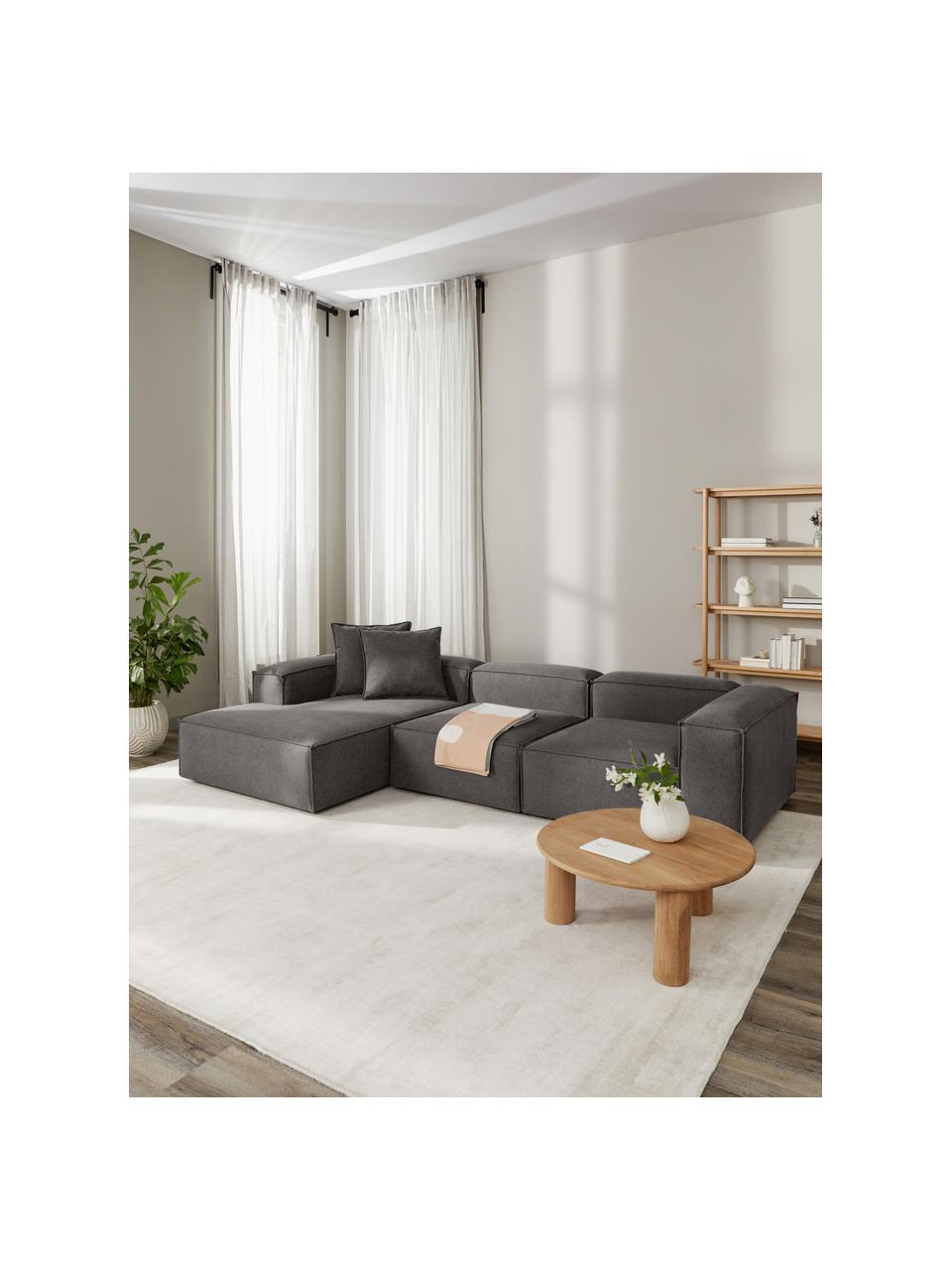 Modulares Ecksofa Lennon, Bezug: 100 % Polyester Der strap, Gestell: Massives Kiefernholz, Spe, Füße: Kunststoff Dieses Produkt, Webstoff Anthrazit, B 327 x T 180 cm, Eckteil links