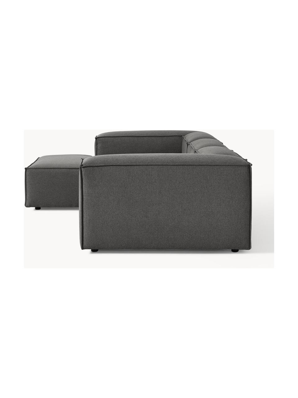 Modulares Ecksofa Lennon, Bezug: 100 % Polyester Der strap, Gestell: Massives Kiefernholz, Spe, Füße: Kunststoff Dieses Produkt, Webstoff Anthrazit, B 327 x T 180 cm, Eckteil links