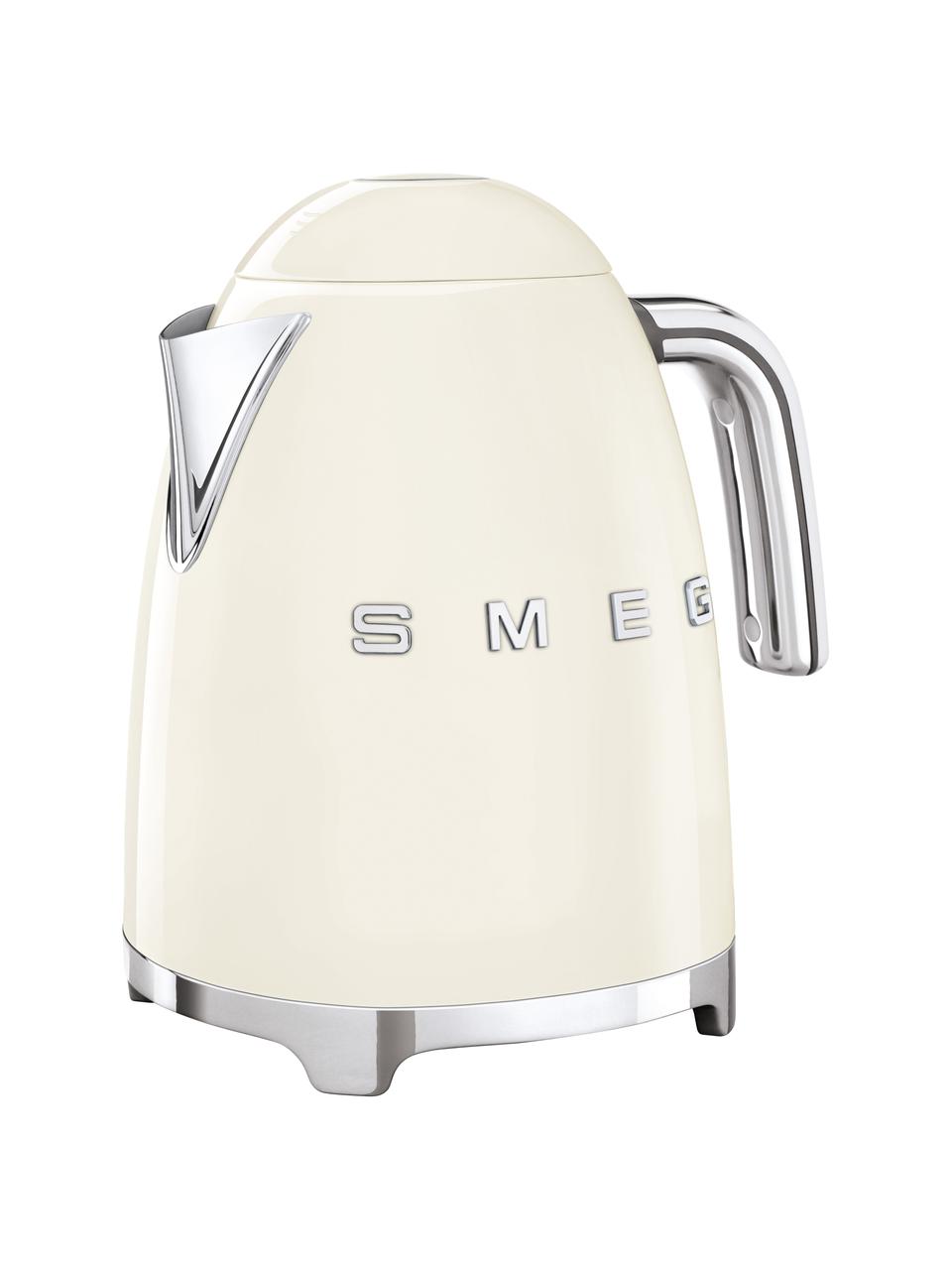 Bouilloire 50's Style, 1,7 L, Acier inoxydable, laqué, Blanc crème, haute brillance, larg. 22 x haut. 25 cm