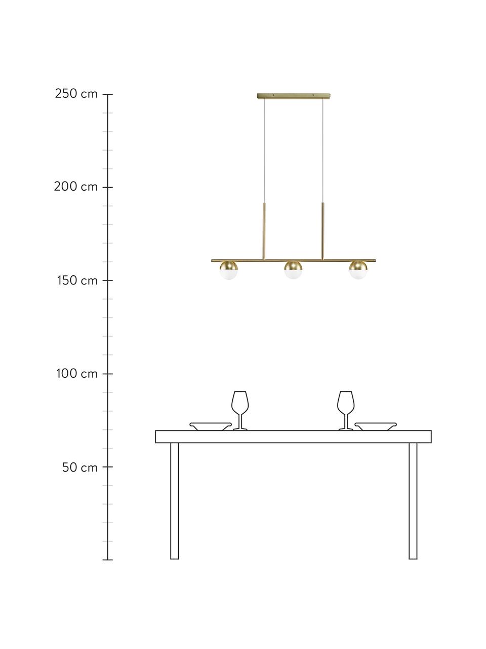 Große Pendelleuchte Contina mit Opalglas, Lampenschirm: Opalglas, Baldachin: Metall, beschichtet, Weiß, Goldfarben, B 90 x H 42 cm