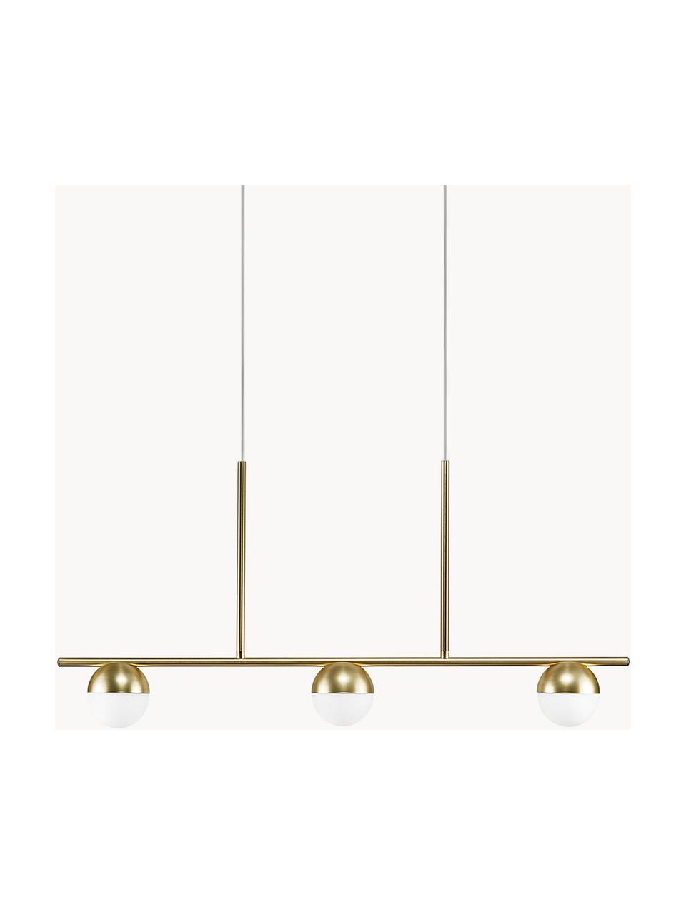 Lámpara de techo grande de vidrio opalino Contina, Pantalla: vidrio, Estructura: metal recubierto, Anclaje: metal recubierto, Cable: cubierto en tela, Blanco, dorado, L 90 x Al 42 cm