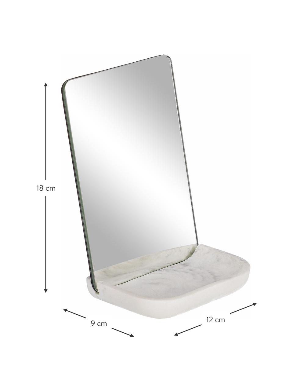 Make-up spiegel Sharif met plank met marmerlook, Plank: kunststof, Wit, grijs, B 12 cm x H 18 cm
