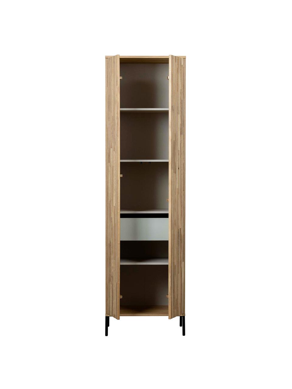 Armario de madera de roble Avourio, 2 puertas, Estructura: madera de roble con certi, Patas: metal recubierto, Madera de roble, An 60 x Al 210 cm
