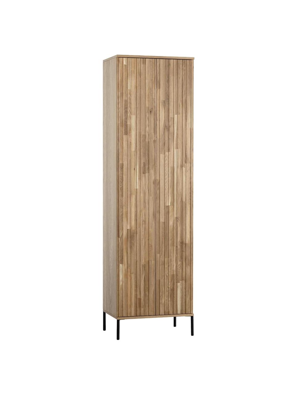 Armario de madera de roble Avourio, 2 puertas, Estructura: madera de roble con certi, Patas: metal recubierto, Madera de roble, An 60 x Al 210 cm