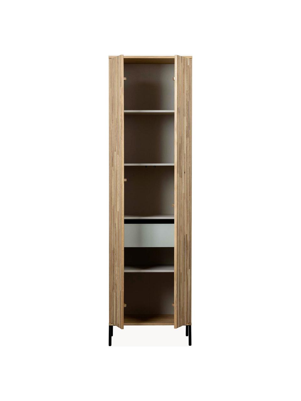 Schrank Avourio aus Eichenholz mit geriffelter Front, Korpus: Eichenholz, Eichenholz, B 60 x H 210 cm