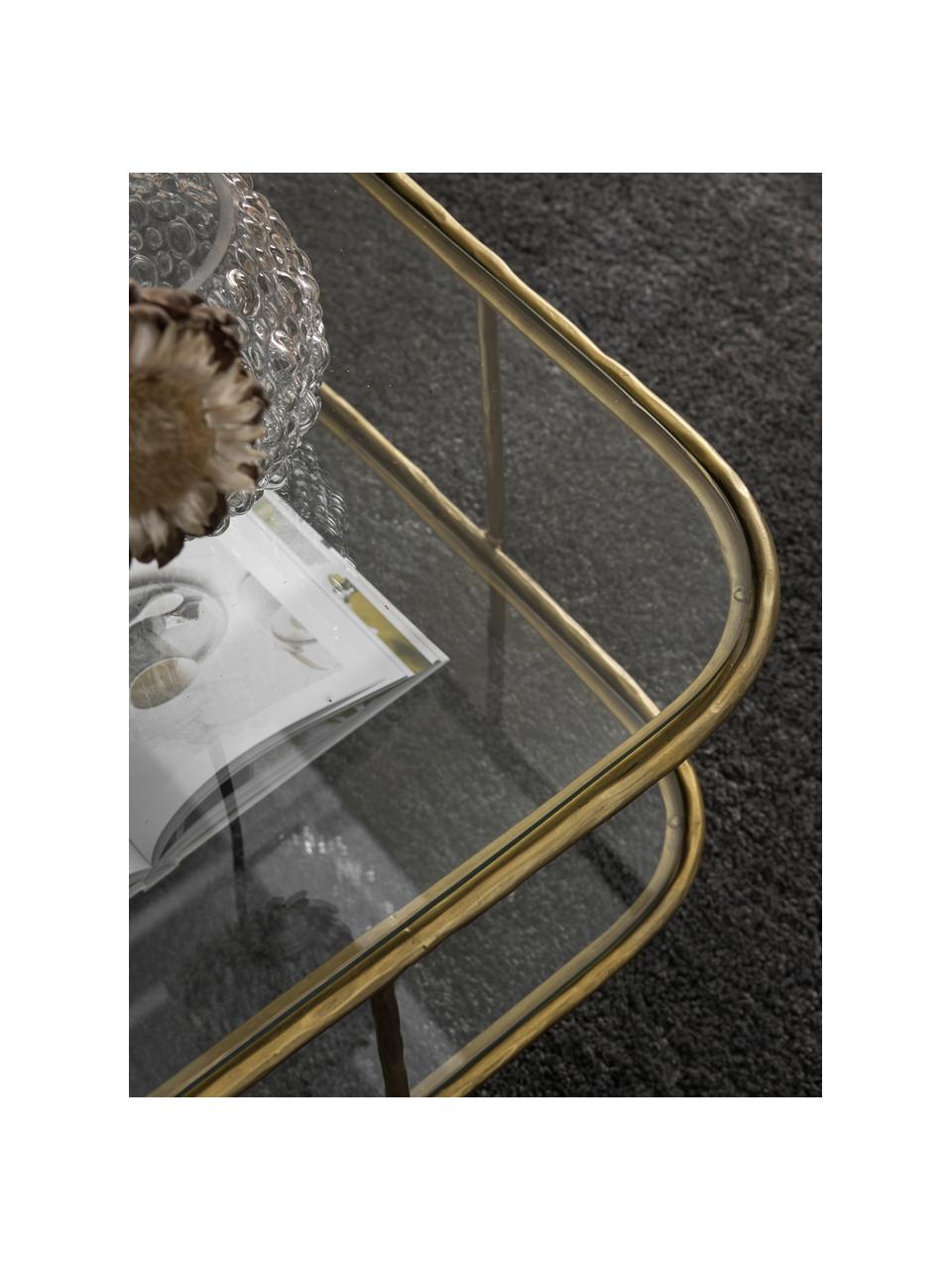 Table basse en verre finition Petit, Couleur dorée, larg. 61 x prof. 61 cm