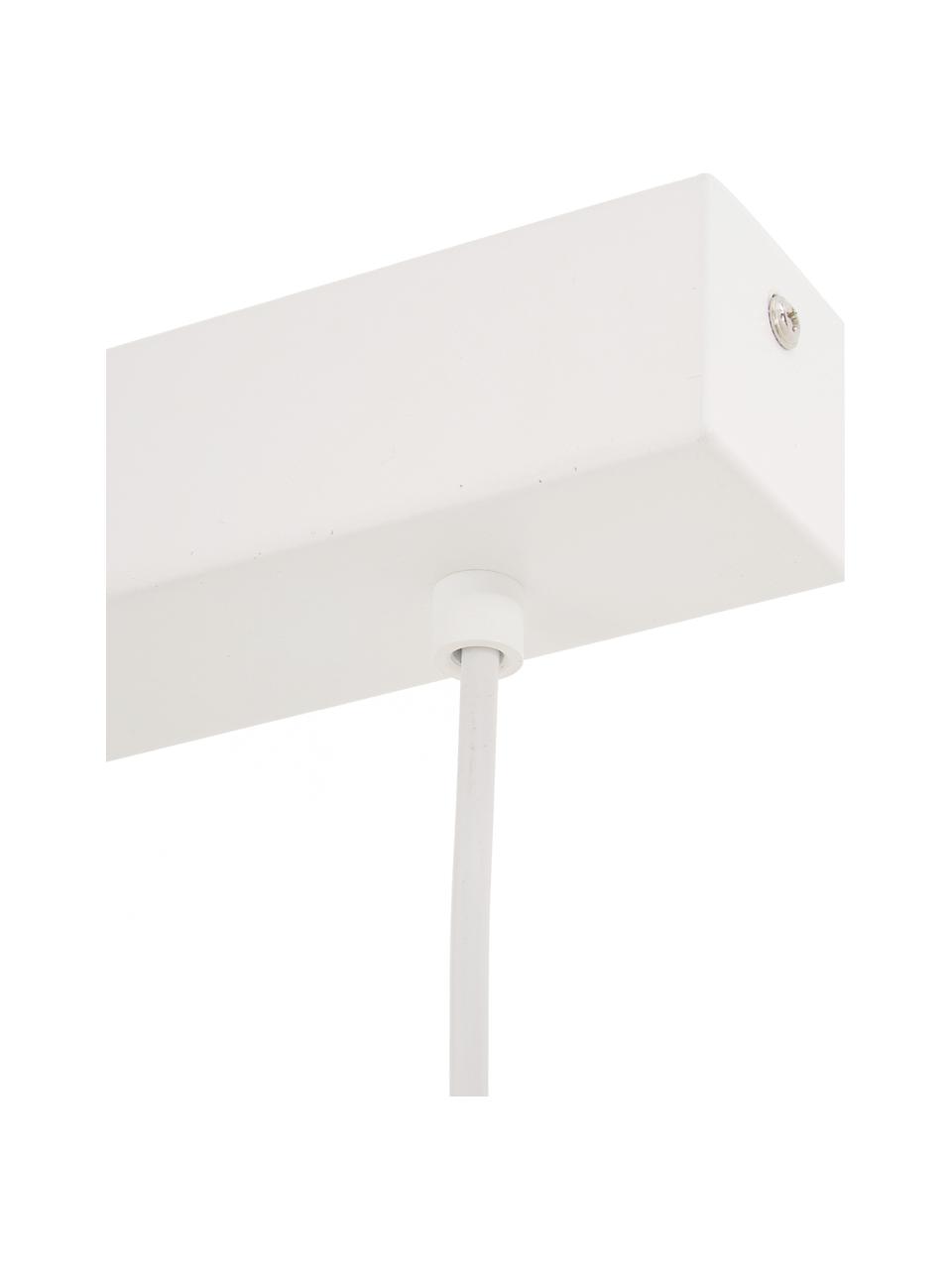 Grote hanglamp Townshend van hout, Baldakijn: gelakt staal, Wit, rubberhout, B 100  x D 10 cm