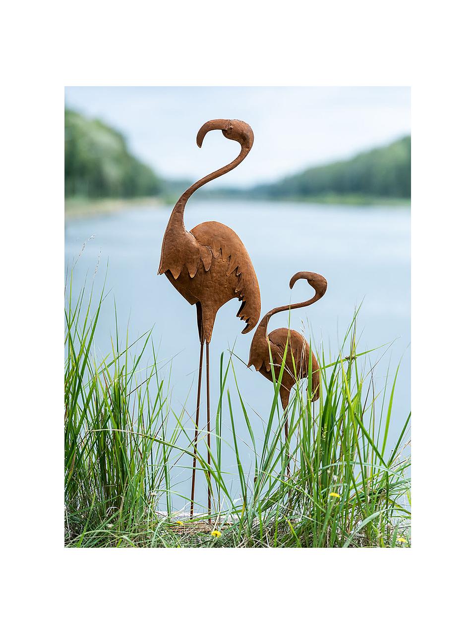 Decoratief object Flamingo, Metaalkleurig, Roodbruin, B 18 cm x H 64 cm