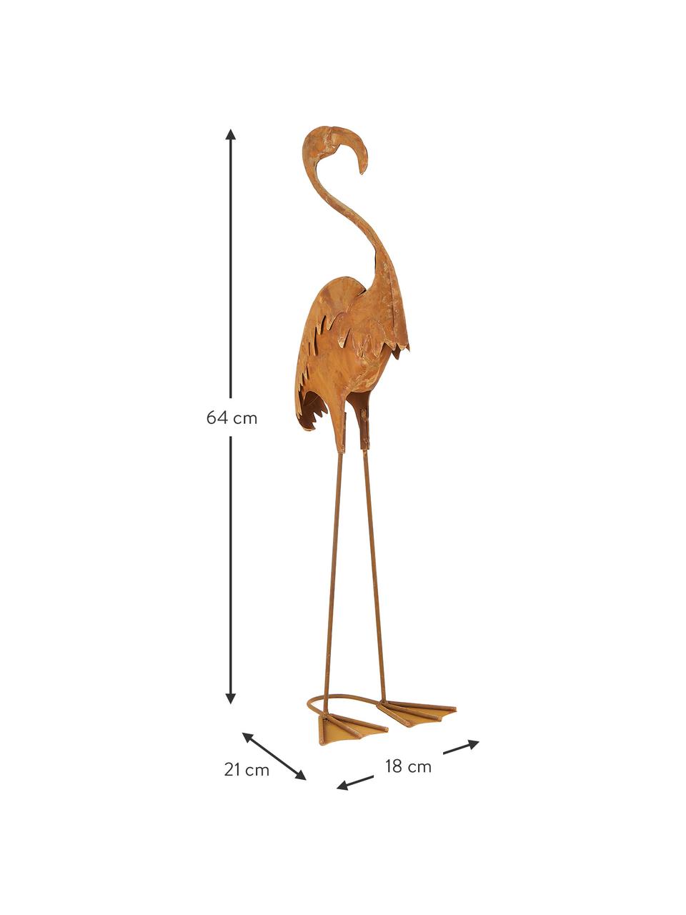 Dekorácia Flamingo, Kov, Hrdzavohnedá, Š 18 x V 64 cm