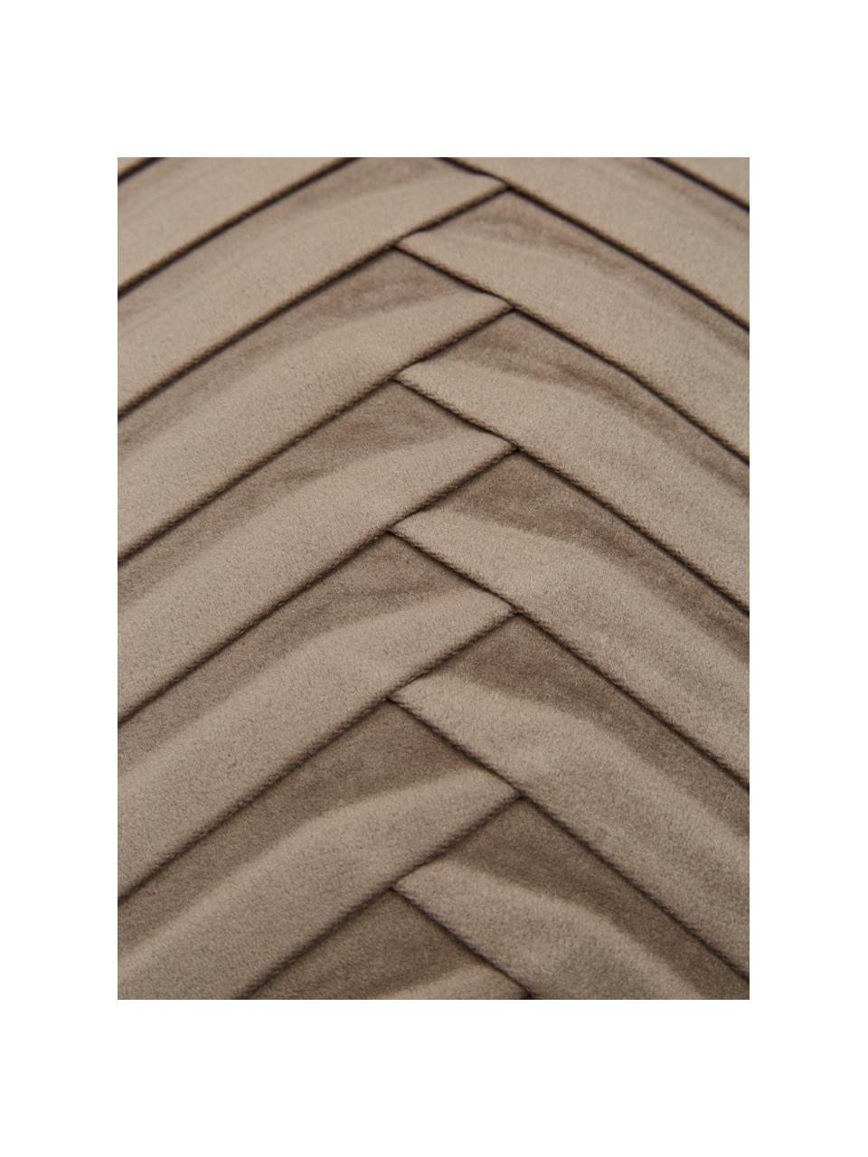 Fluwelen kussenhoes Lucie in taupe met structuur-oppervlak, 100% fluweel (polyester), Beige, B 45 x L 45 cm