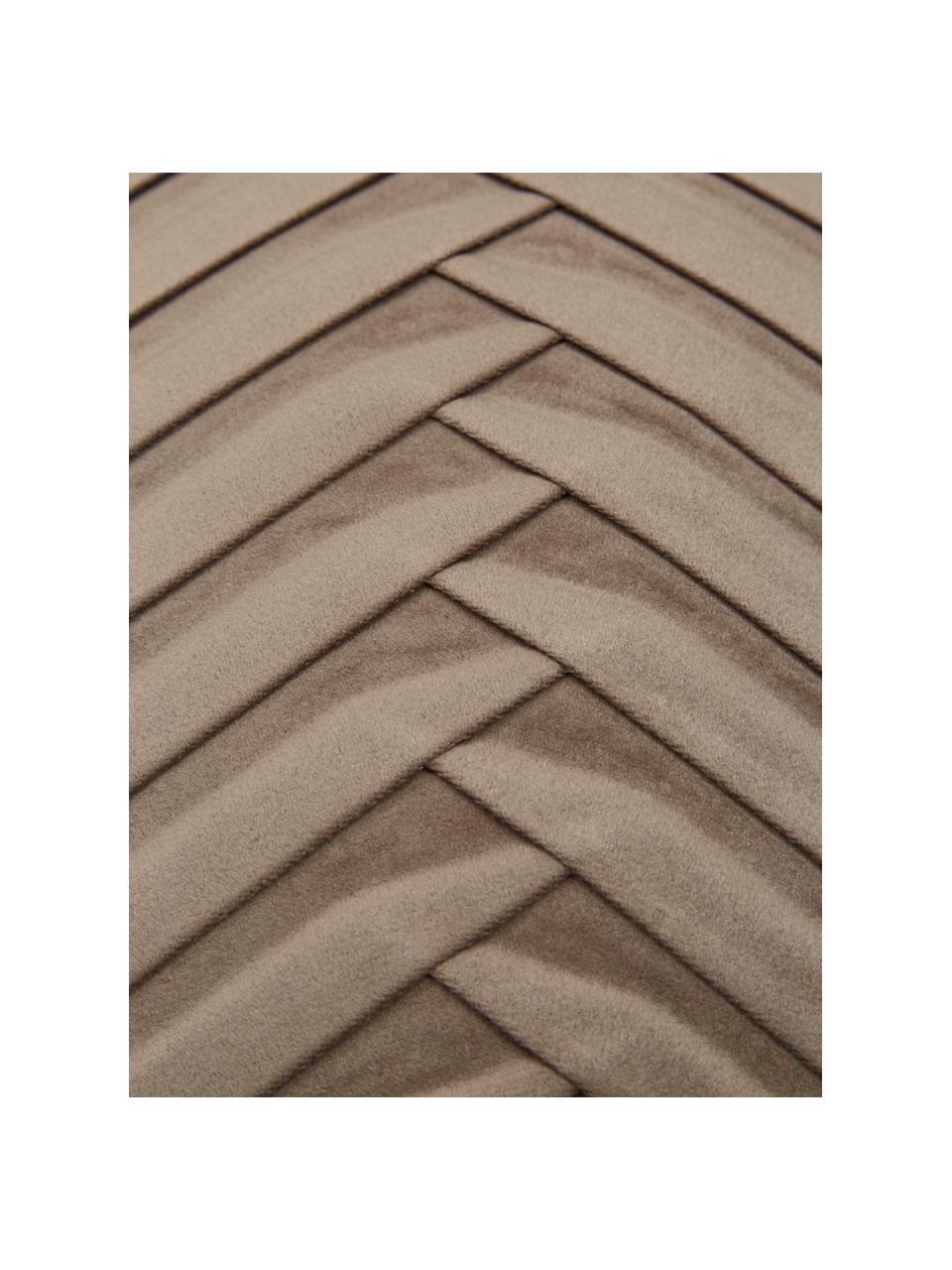 Samt-Kissenhülle Lucie in Taupe mit Struktur-Oberfläche, 100% Samt (Polyester), Beige, B 45 x L 45 cm