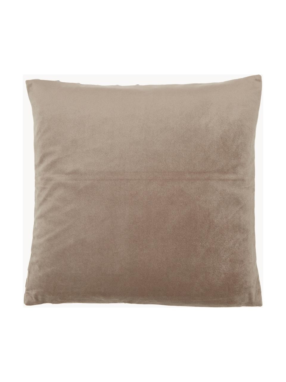 Fluwelen kussenhoes Lucie in taupe met structuur-oppervlak, 100% fluweel (polyester), Beige, B 45 x L 45 cm