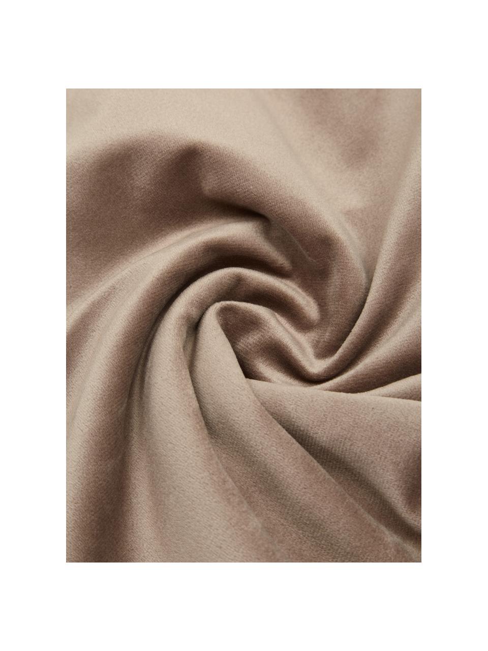 Fluwelen kussenhoes Lucie in taupe met structuur-oppervlak, 100% fluweel (polyester), Beige, B 45 x L 45 cm