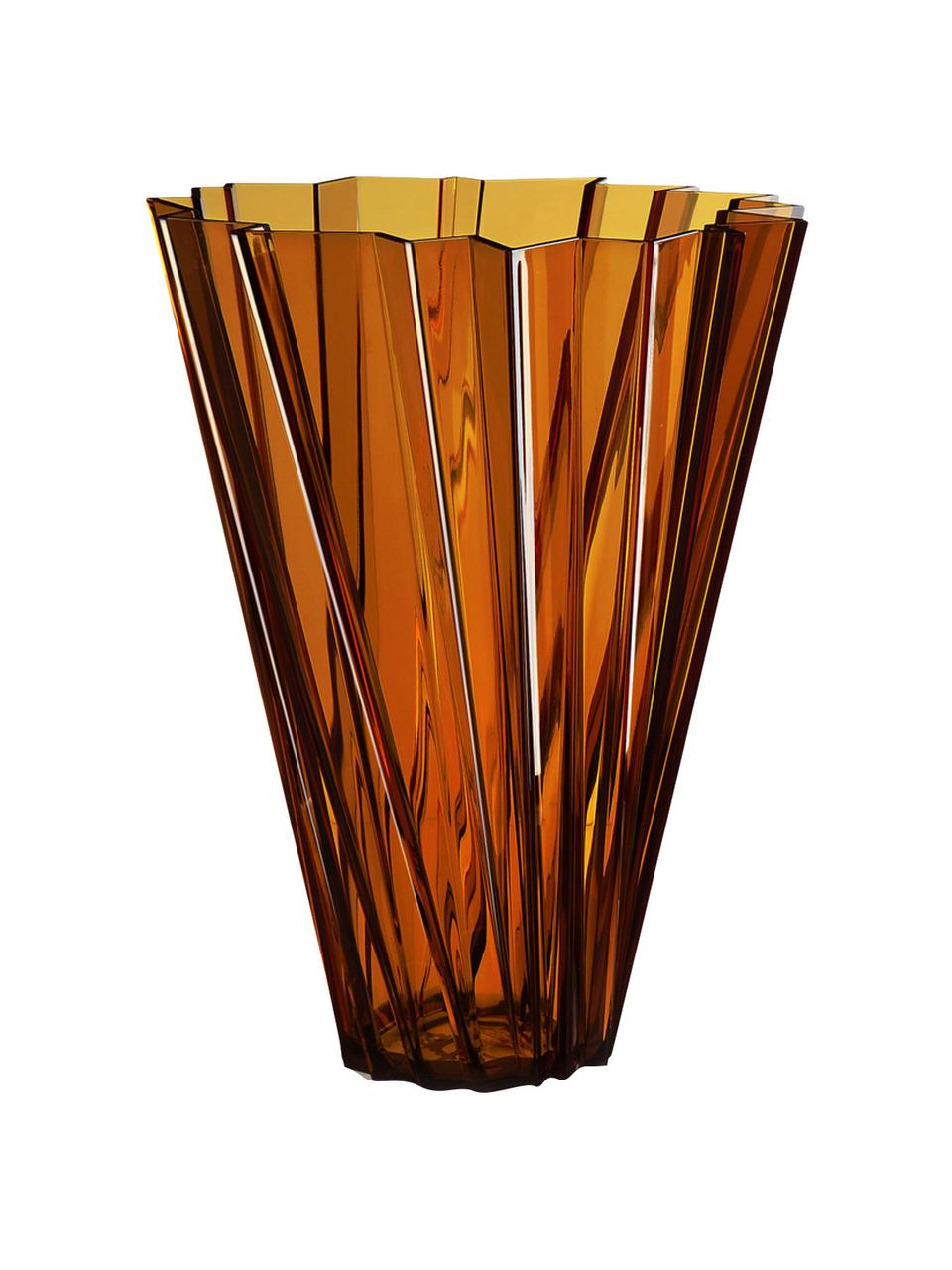 Vaso grande Shangai, Vetro acrilico, Arancione trasparente, Ø 35 x Alt. 44 cm
