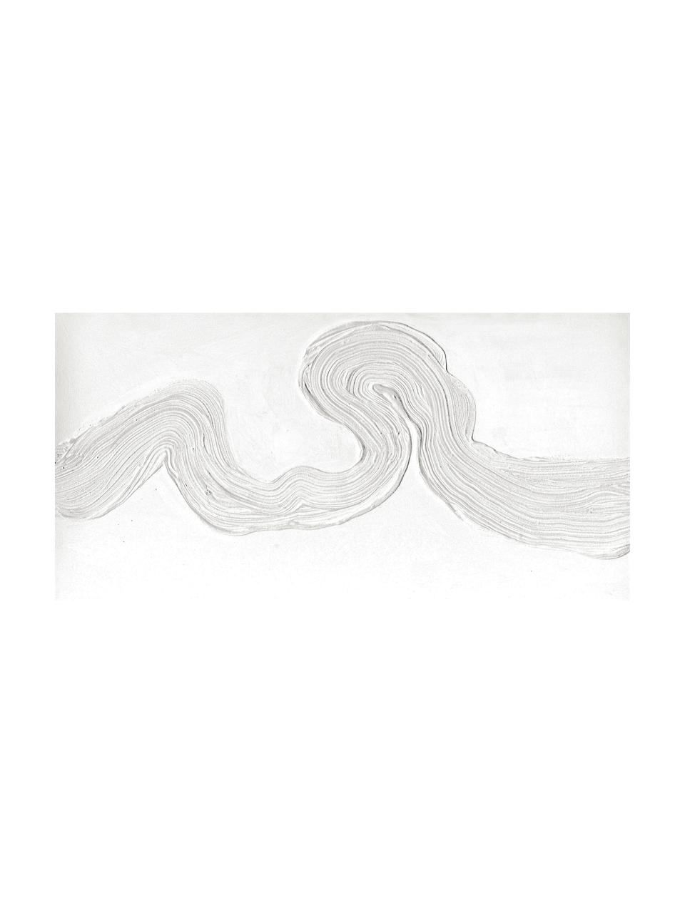 Handbeschilderde canvasdoek White River, Wit, B 140 x H 70 cm