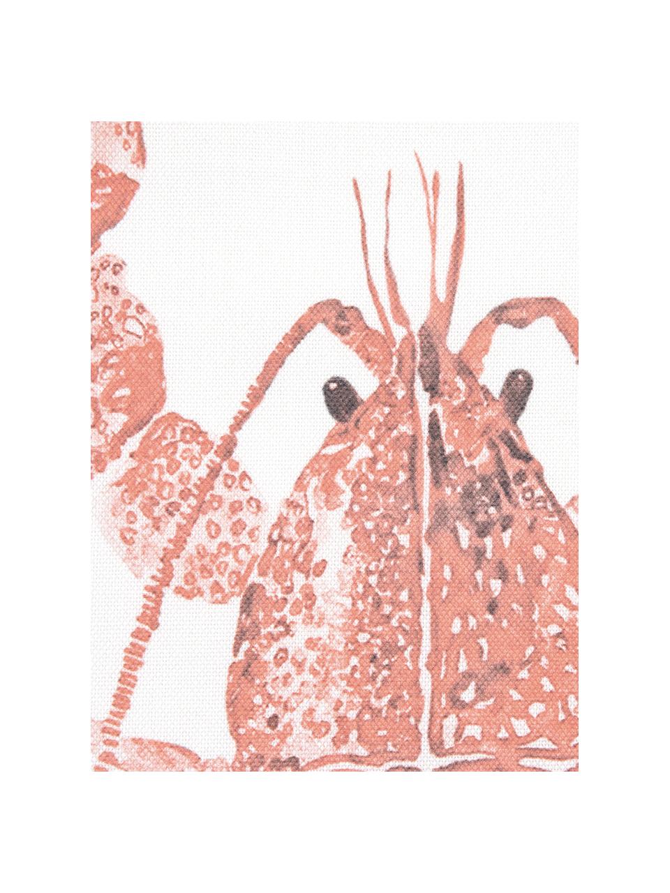 Kissenhülle Homard mit Print in Aquarelloptik, 100% Baumwolle, Rot, Weiss, 40 x 40 cm