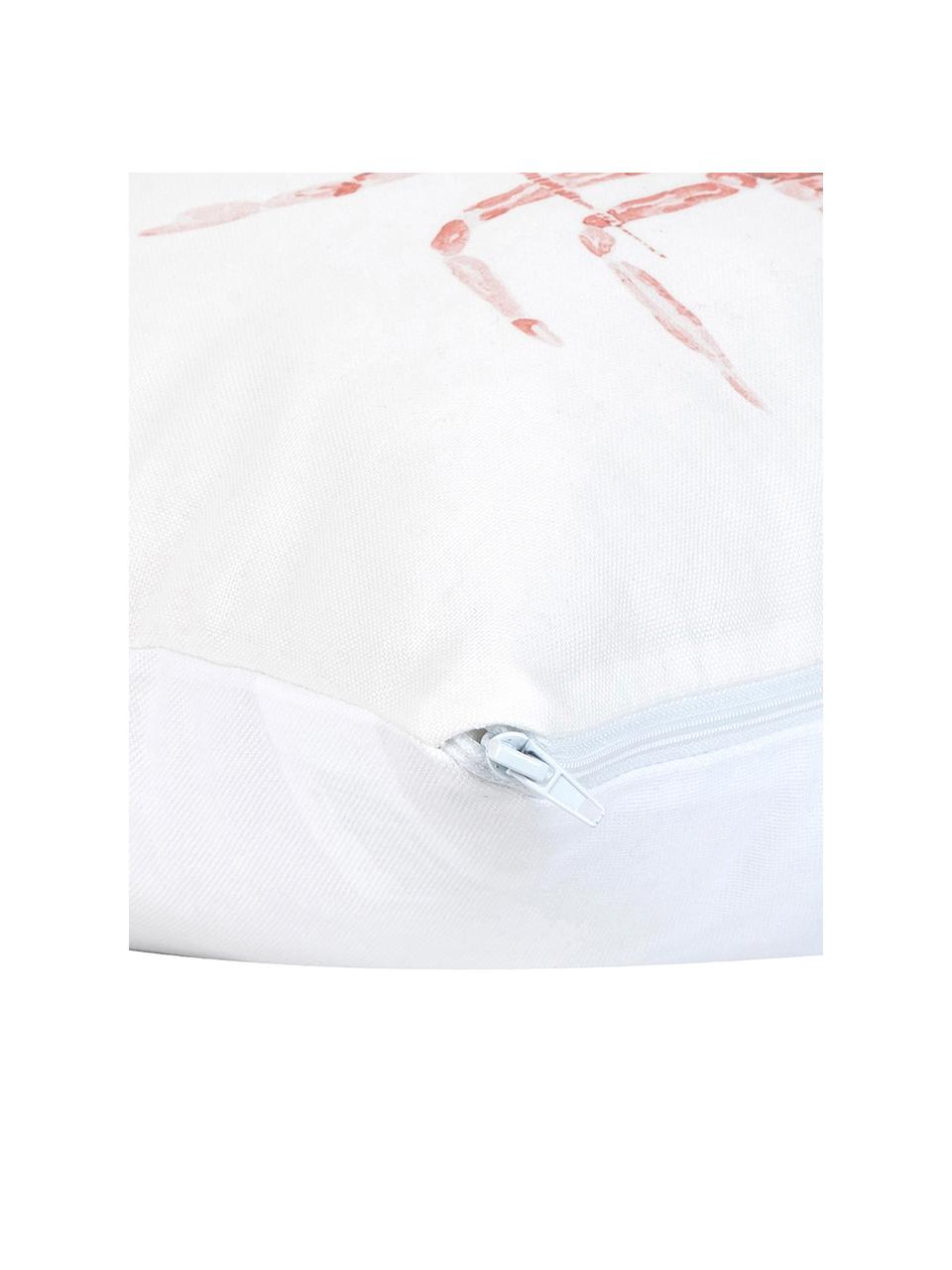Kissenhülle Homard mit Print in Aquarelloptik, 100% Baumwolle, Rot, Weiss, 40 x 40 cm