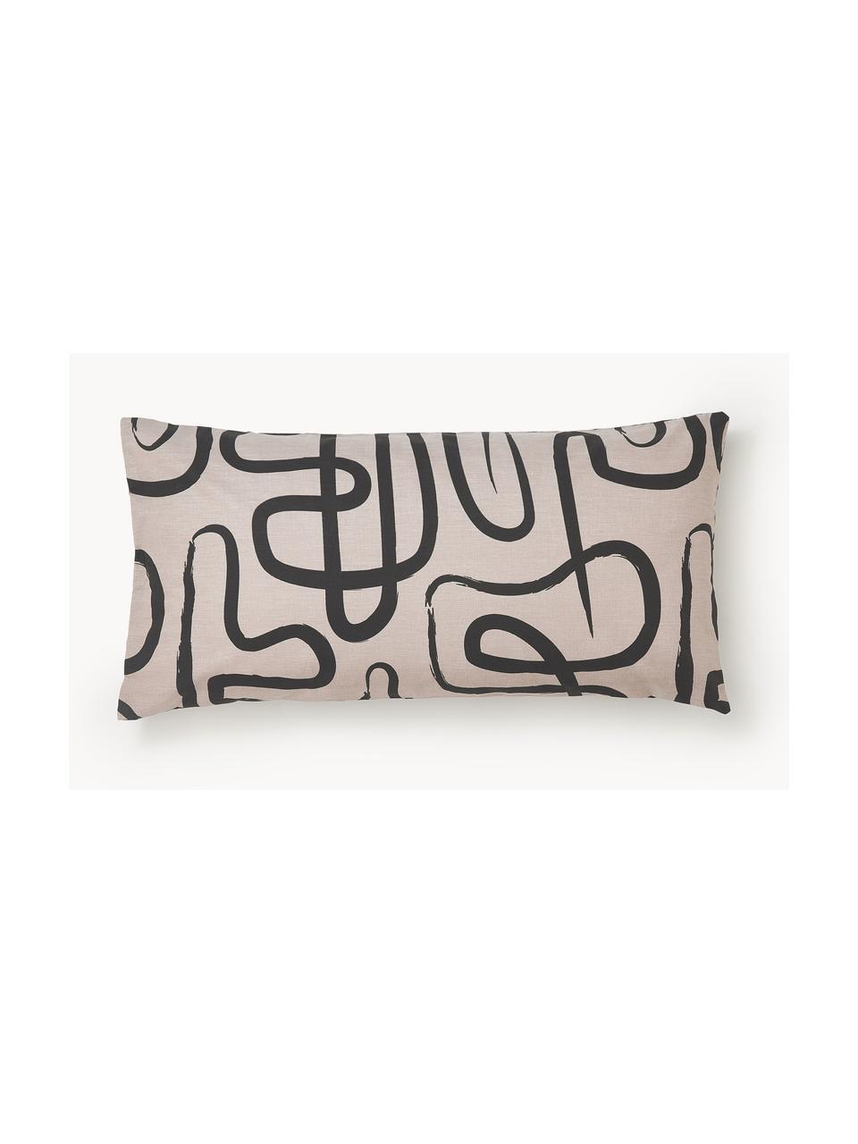 Poszewka na poduszkę z bawełny Malu, Nugatowy, czarny, S 70 x D 80 cm