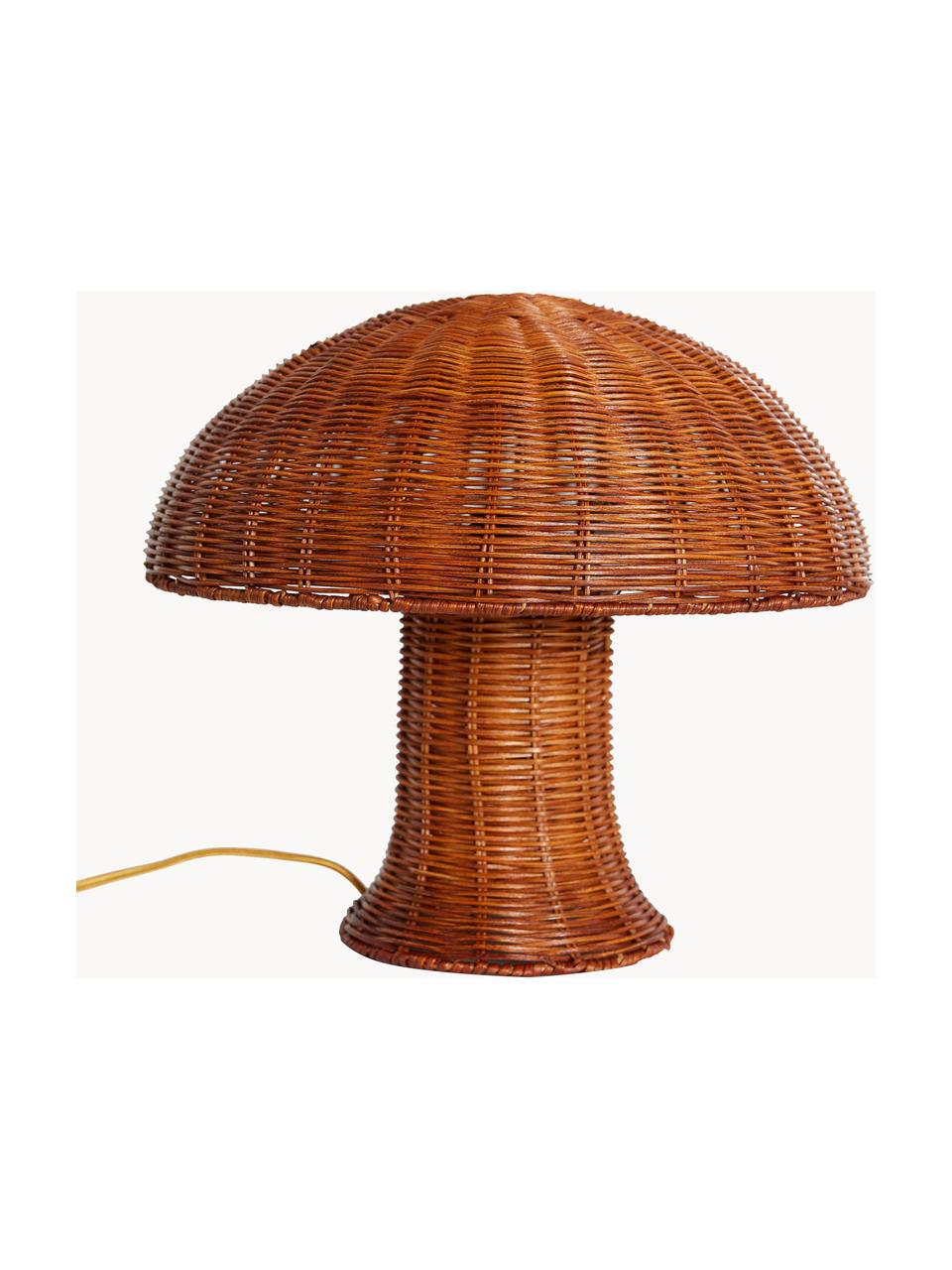 Lámpara de mesa de ratán Natural, Cable: cubierto en tela, Marrón, Ø 34 x Al 30 cm