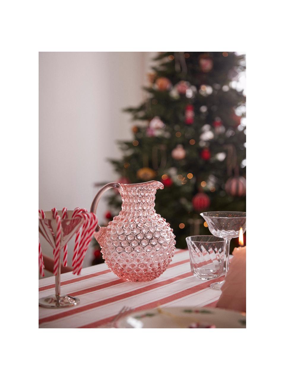 Mundgeblasener Krug Hobnail, 2 L, Glas, mundgeblasen, Rosa, transparent, 2 L