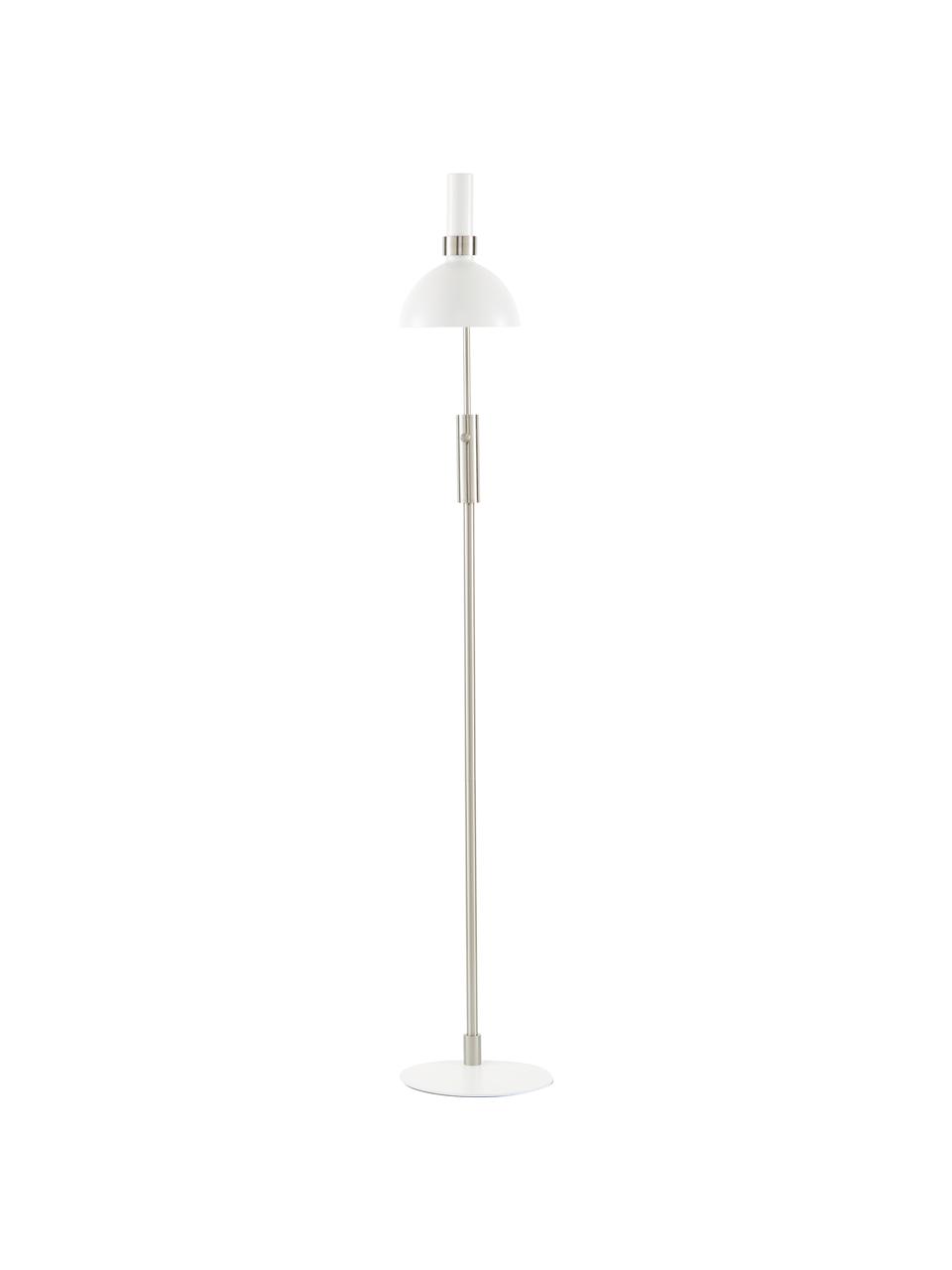 Dimbare leeslamp Larry van metaal, Lampenkap: gelakt metaal, Lampvoet: gelakt metaal, Wit, zilverkleurig, 33 x 146 cm