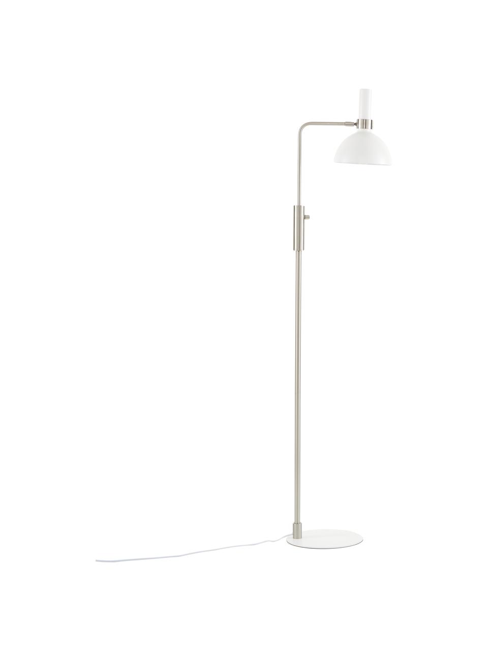 Dimbare leeslamp Larry van metaal, Lampenkap: gelakt metaal, Lampvoet: gelakt metaal, Wit, zilverkleurig, 33 x 146 cm