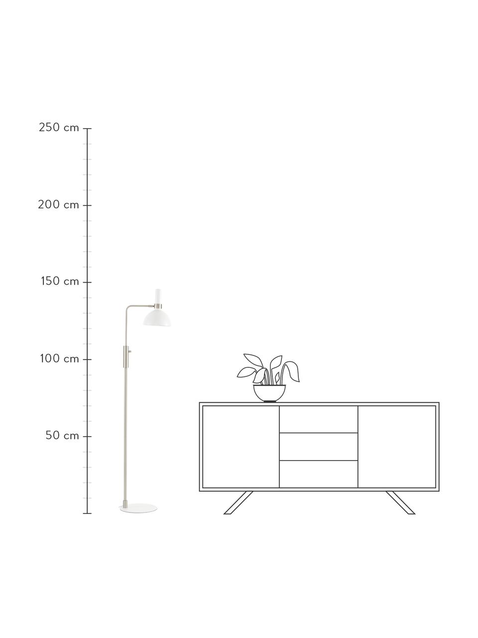 Dimbare leeslamp Larry van metaal, Lampenkap: gelakt metaal, Lampvoet: gelakt metaal, Wit, zilverkleurig, 33 x 146 cm