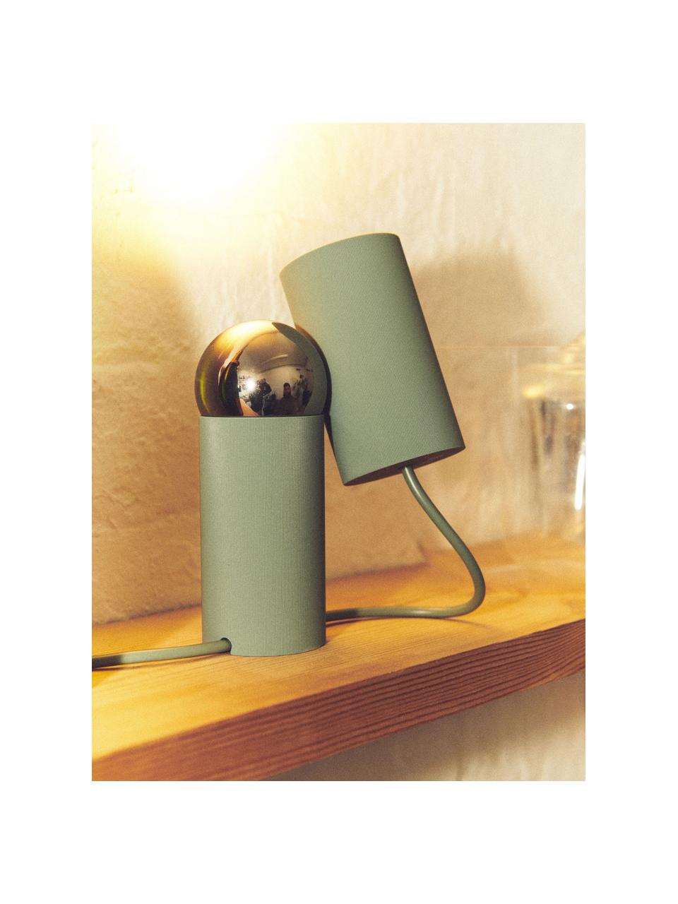 Lámpara de mesa pequeña Bilboquet, Adornos: metal recubierto, Verde salvia, plateado, An 10 x Al 20 cm