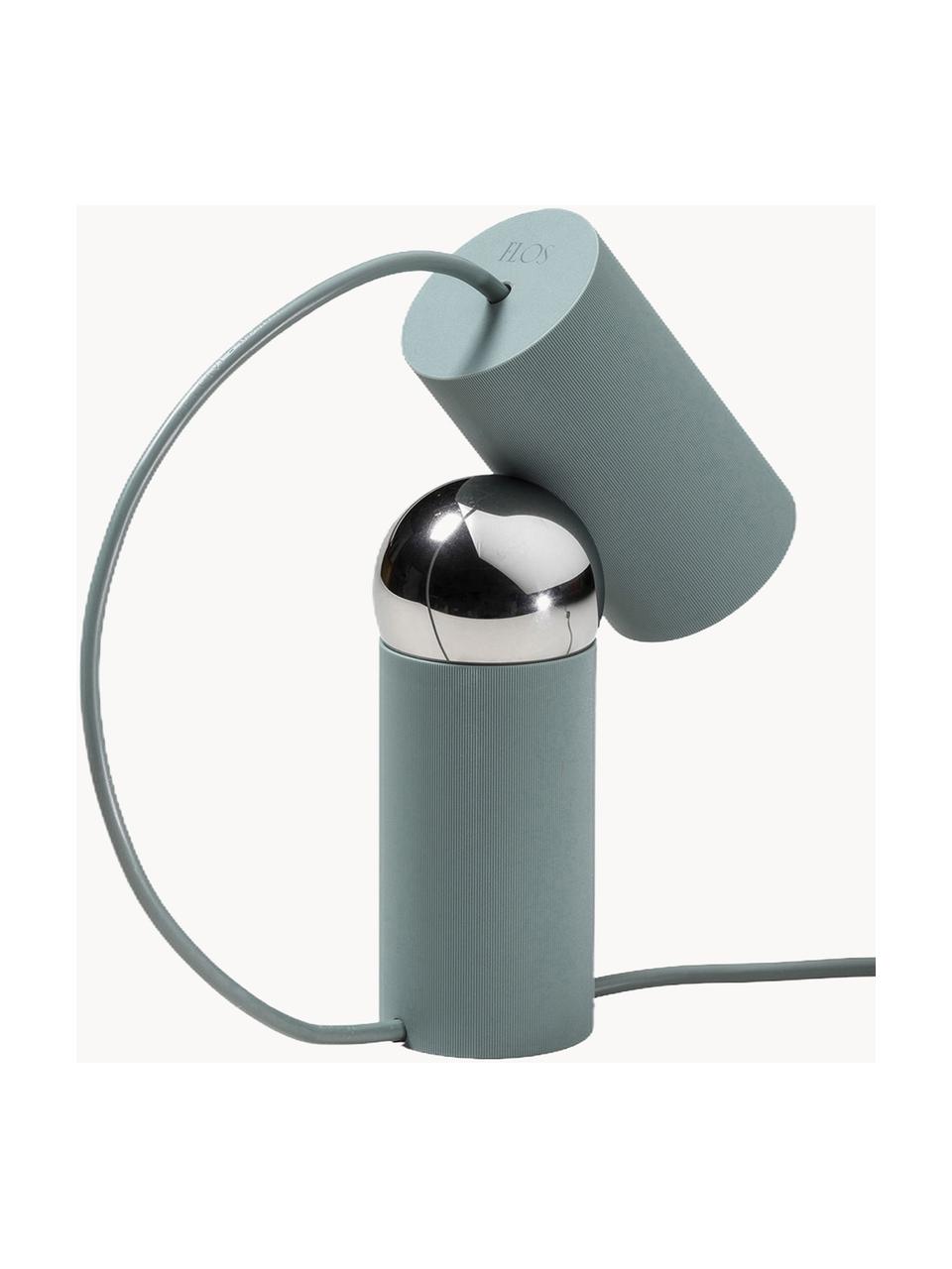 Petite lampe à poser Bilboquet, Vert sauge, argenté, larg. 10 x haut. 20 cm