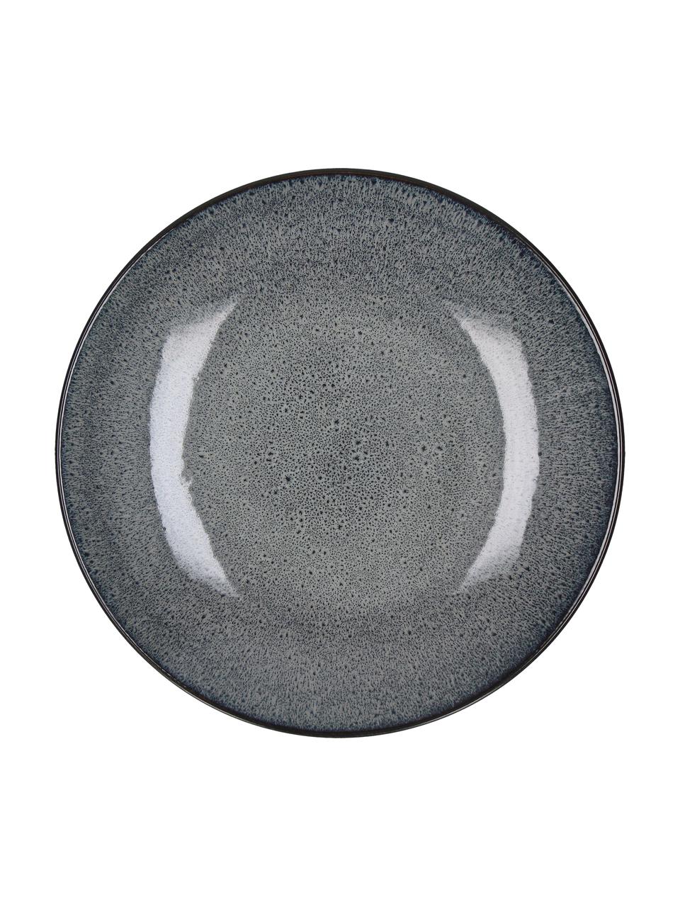 Plytký tanier z kameniny Mirha, tmavosivá, 4 ks, Tmavosivá