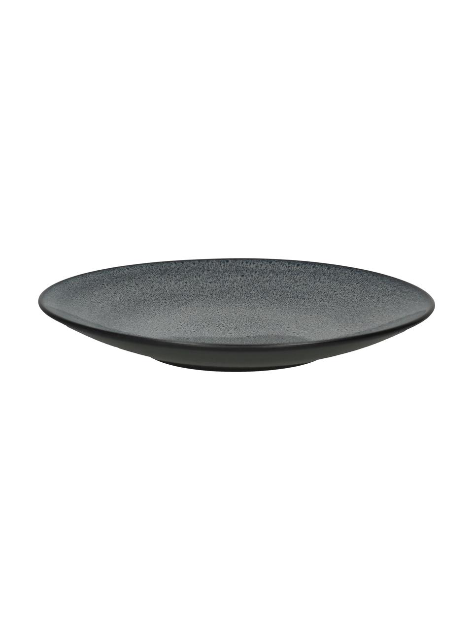 Assiettes plates grès cérame gris foncé Mirha, 4 pièces, Gris foncé