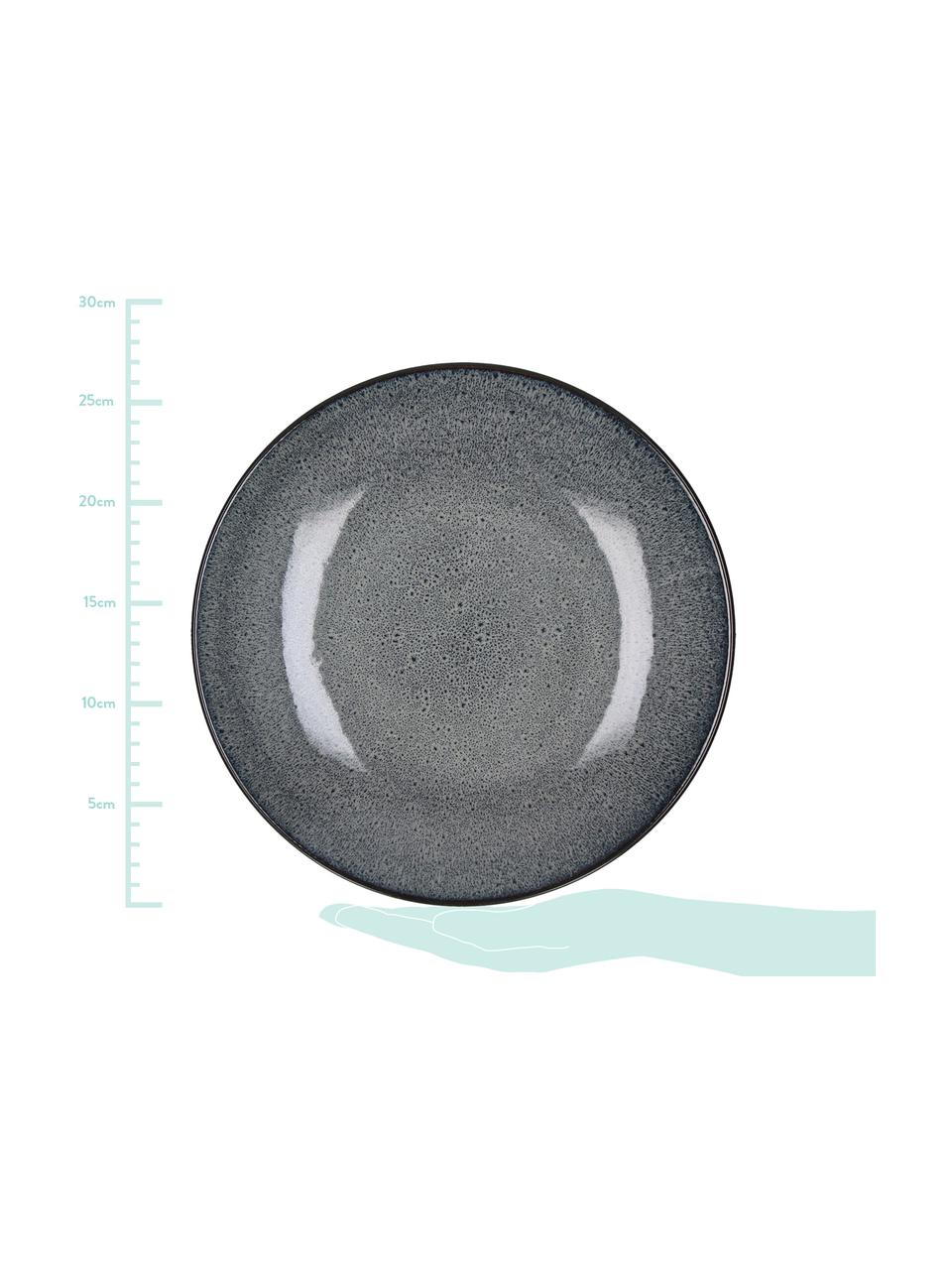 Assiettes plates grès cérame gris foncé Mirha, 4 pièces, Gris foncé