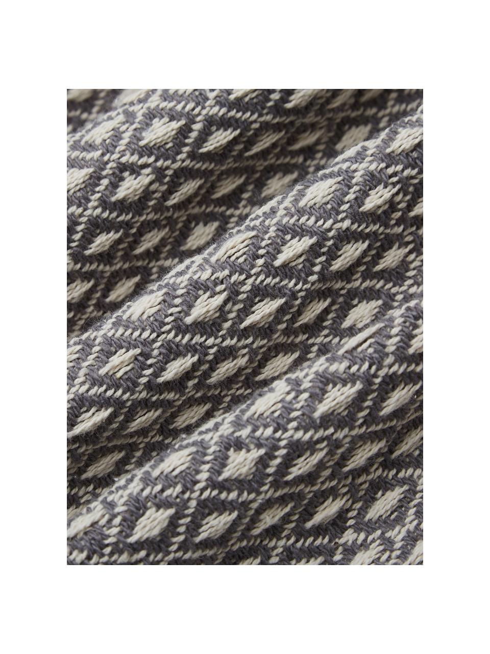 Manta con pompones Lilano, 100% algodón, Beige, gris, An 130 x L 150 cm