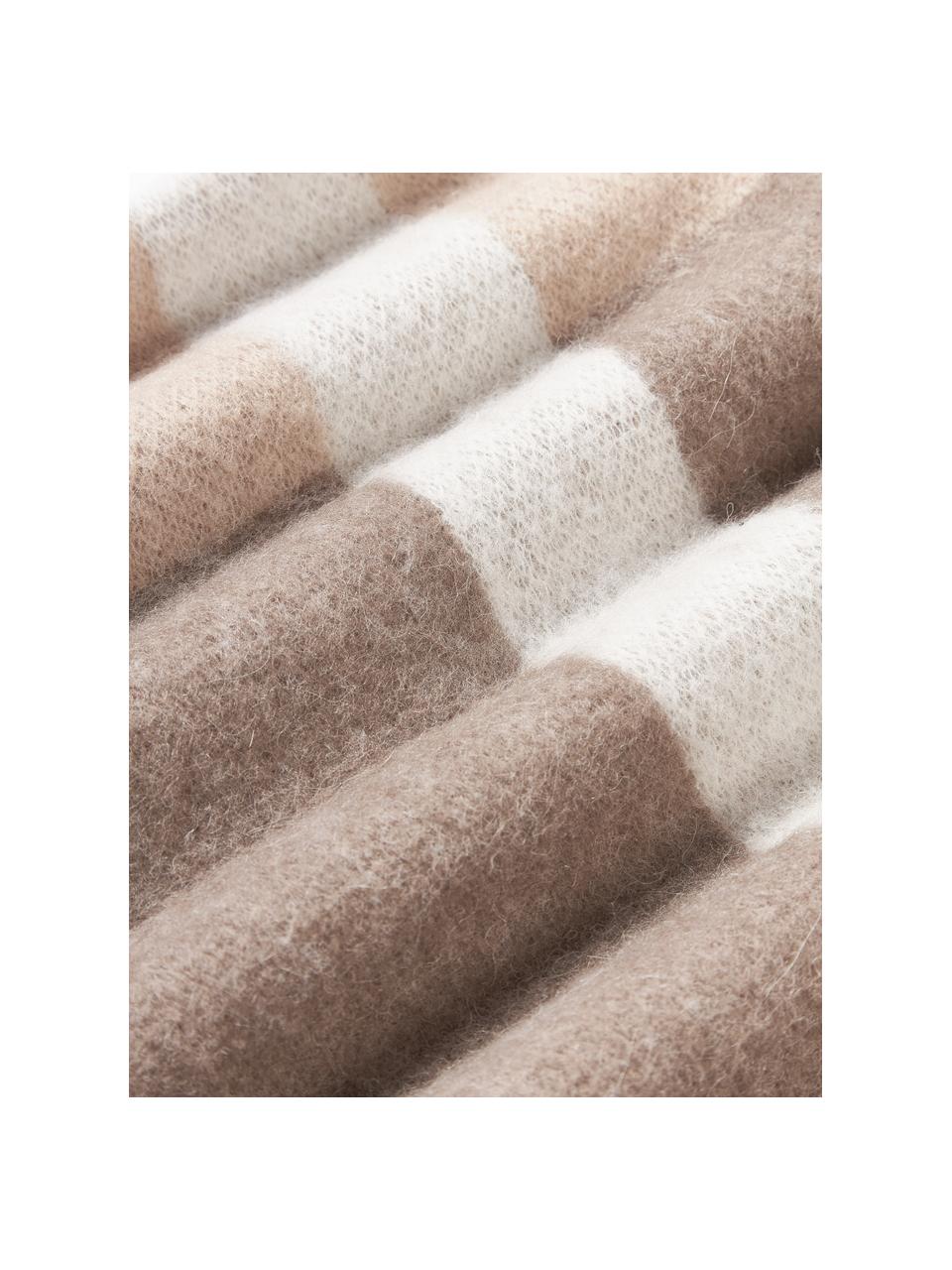 Copricuscino in misto lana Freya, 40 % nylon, 30 % Alpaca, 30 % poliacrilico, Beige, taupe, bianco, Larg. 50 x Lung. 50 cm