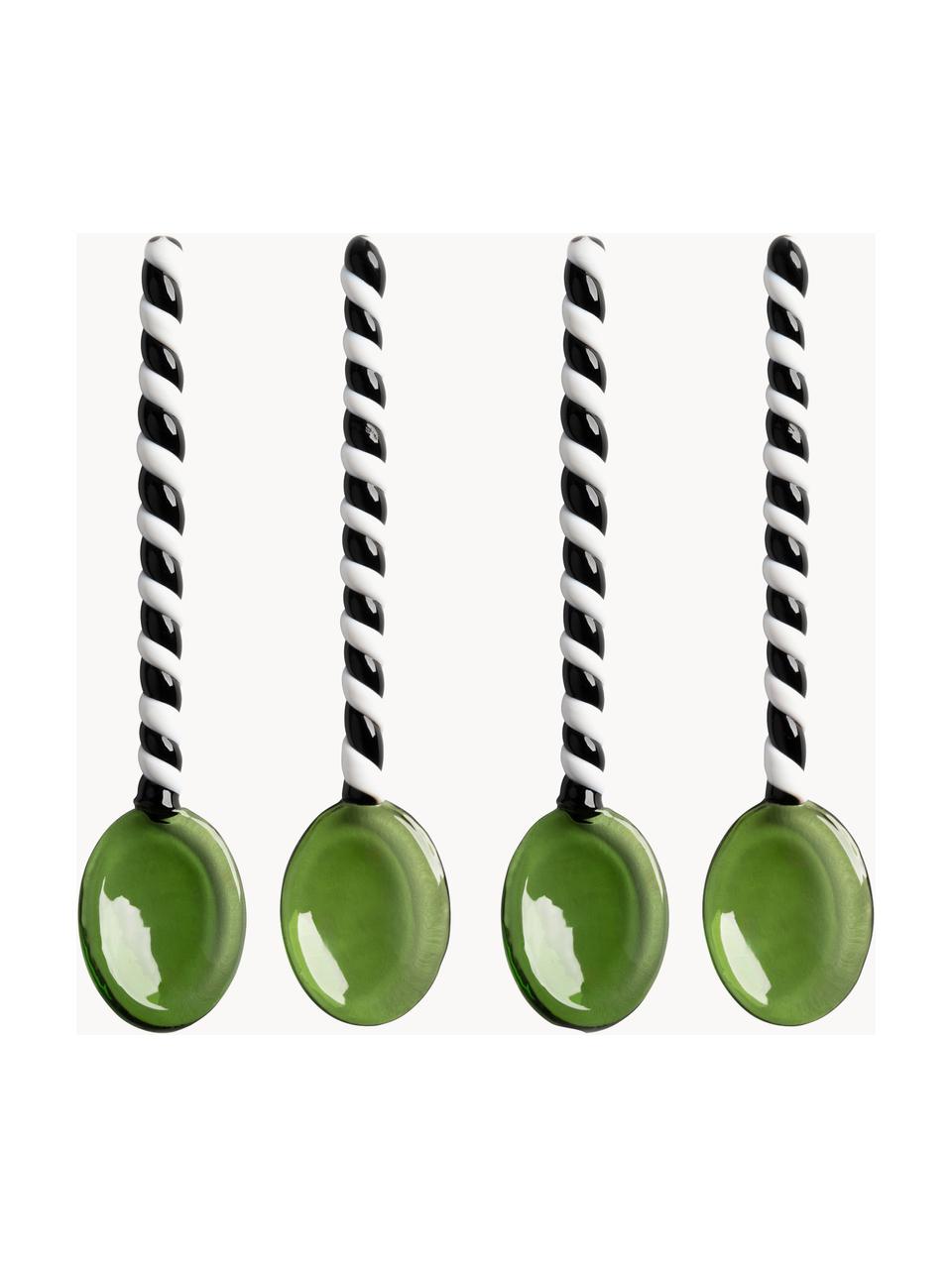 Cuillères en verre borosilicate Duet, 4 pièces, Verre borosilicate, Vert, noir, blanc, long. 13 cm