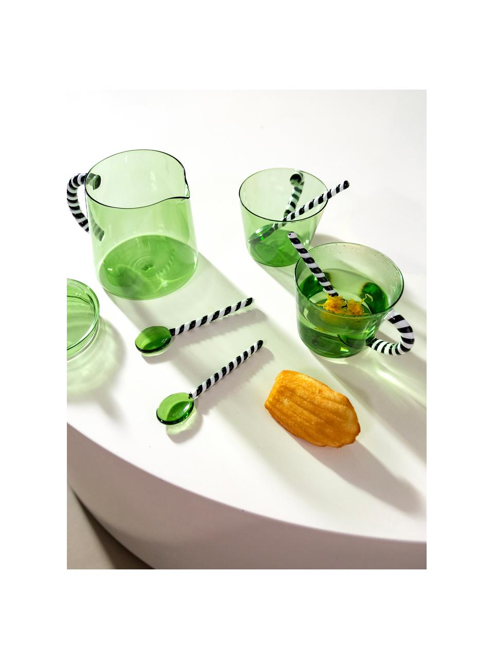 Cuillères en verre borosilicate Duet, 4 pièces, Verre borosilicate, Vert, noir, blanc, long. 13 cm