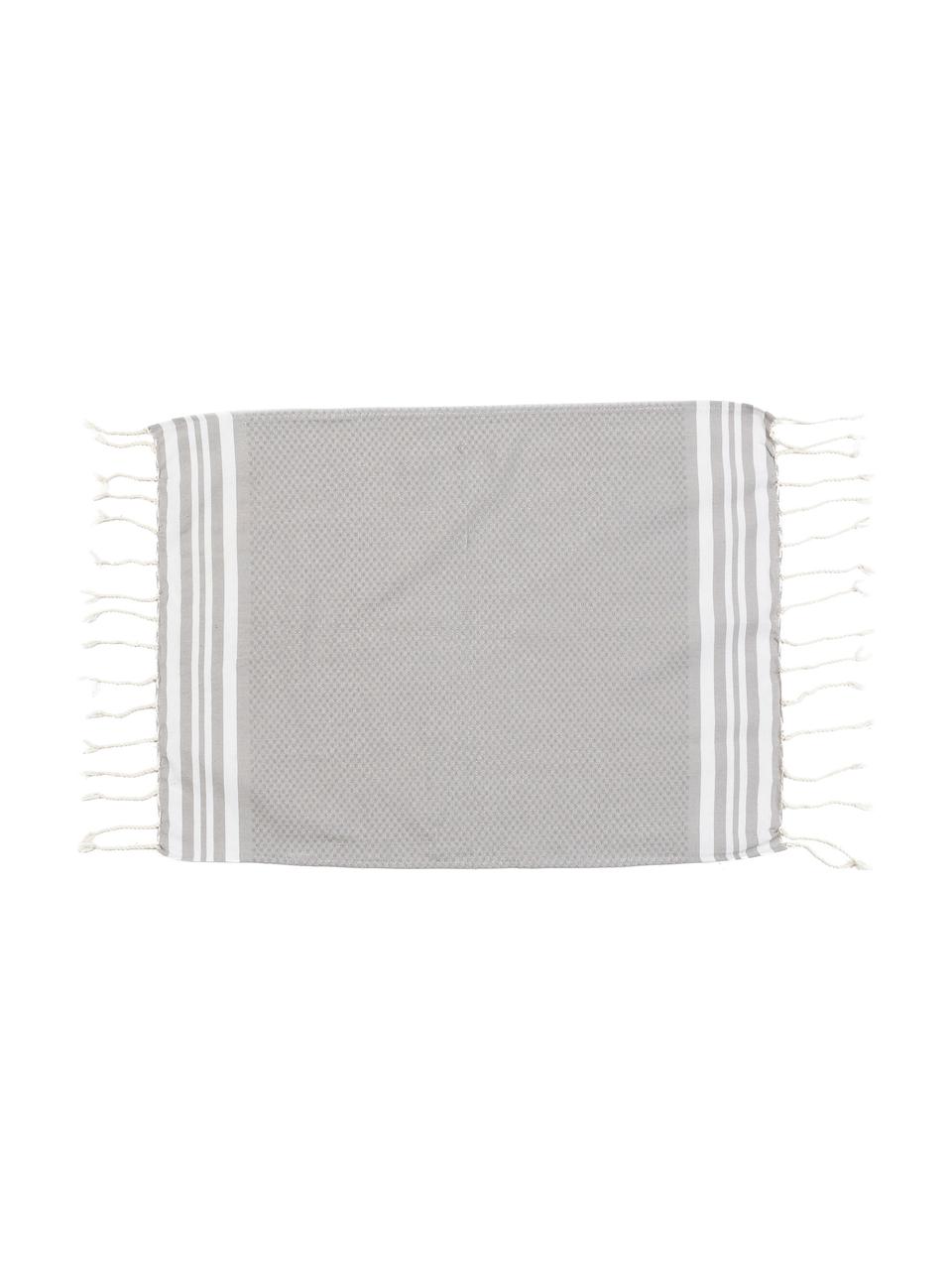 Lot de serviettes de bain légère Hamptons, 3 élém., Gris perle, blanc