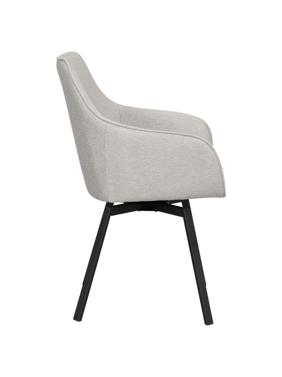 Čalouněná otočná židle s područkami s kovovými nohami Alison, Greige, Š 58 cm, H 59 cm