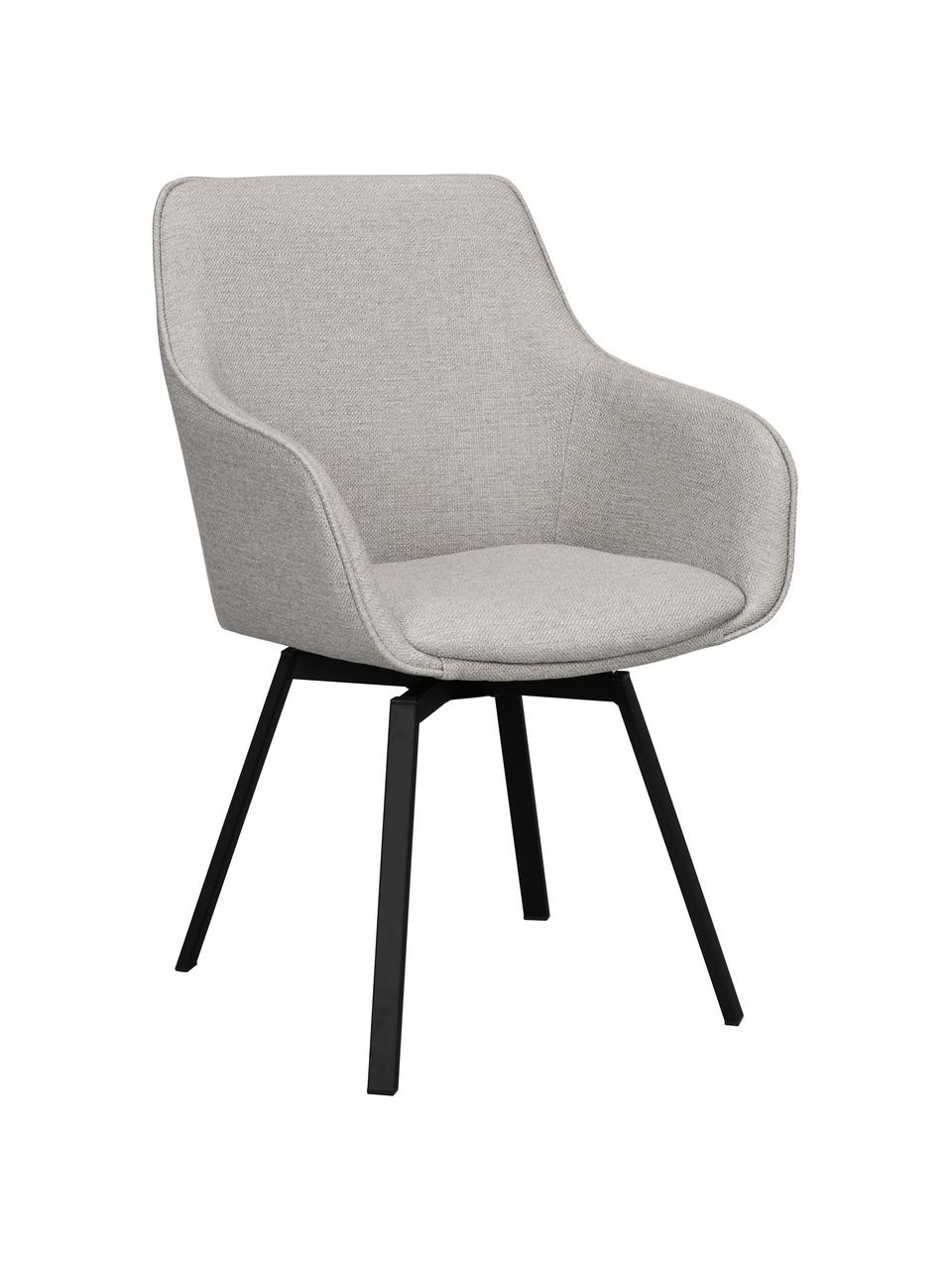 Čalouněná otočná židle s područkami s kovovými nohami Alison, Greige, Š 58 cm, H 59 cm