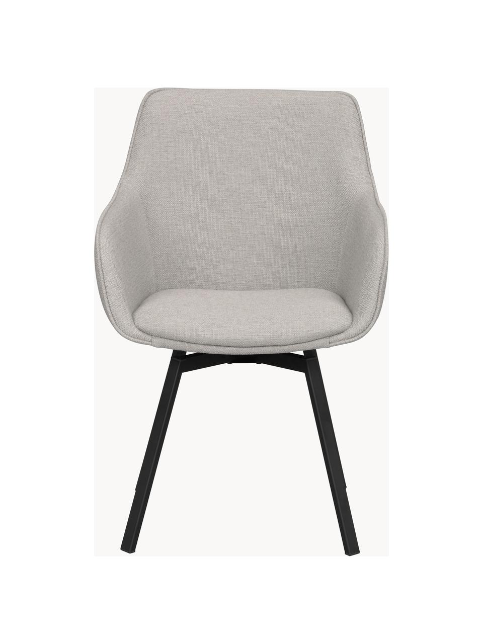 Sedia con braccioli girevole Alison, Rivestimento: 100% polipropilene Con 25, Struttura: legno, Gambe: metallo verniciato a polv, Tessuto grigio chiaro, nero, Larg. 58 x Prof. 59 cm