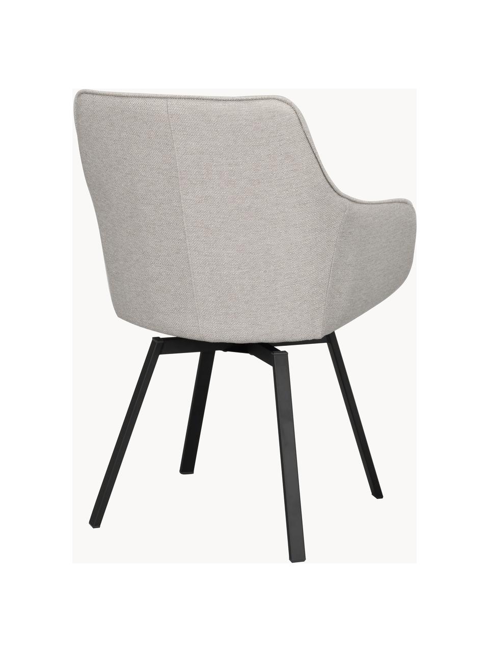 Sedia con braccioli girevole Alison, Rivestimento: 100% polipropilene Con 25, Struttura: legno, Gambe: metallo verniciato a polv, Tessuto grigio chiaro, nero, Larg. 58 x Prof. 59 cm