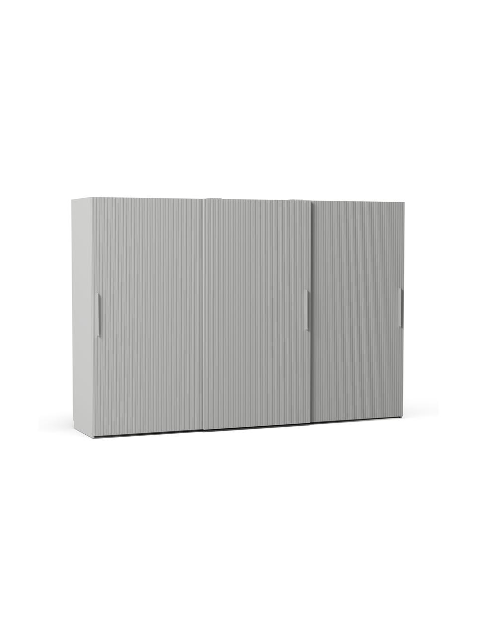 Modularer Schwebetürenschrank Simone, 300 cm Breite, mehrere Varianten, Korpus: Spanplatte, FSC-zertifizi, Holz, Grau, Basic Interior, B 300 x H 200 cm