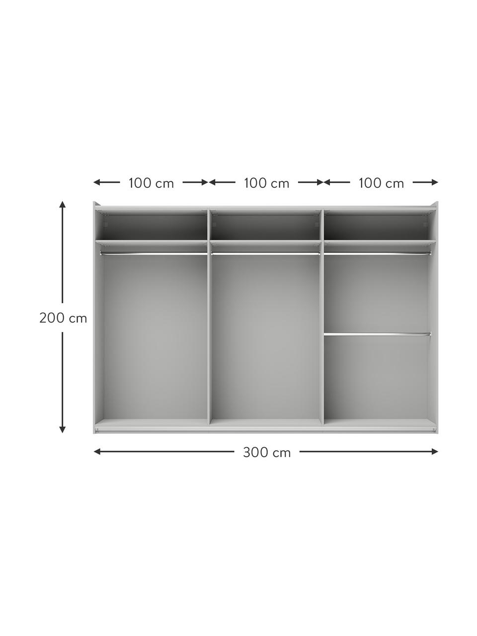 Armario modular Simone, 3 puertas correderas (300 cm), diferentes variantes, Estructura: aglomerado con certificad, Madera, gris, Interior Basic (An 300 x Al 200 cm)