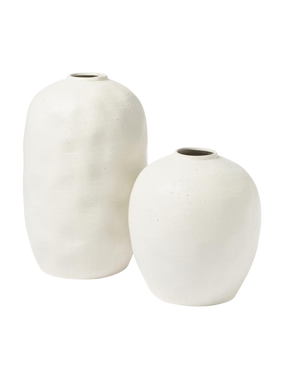 Grand vase de sol en faïence Bruno, Grès cérame, Blanc, Ø 39 x haut. 62 cm