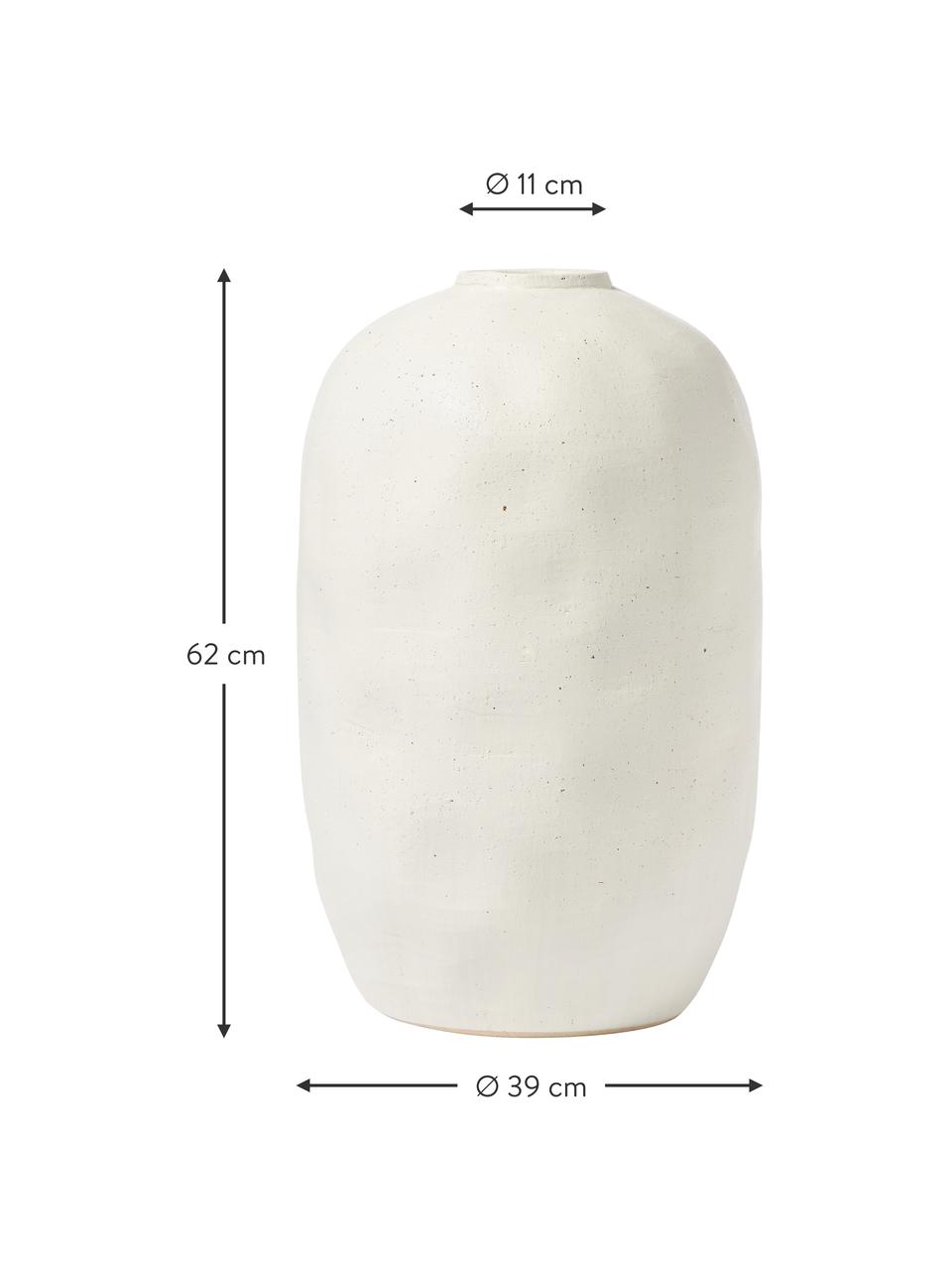 Grand vase de sol en faïence Bruno, Grès cérame, Blanc, Ø 39 x haut. 62 cm
