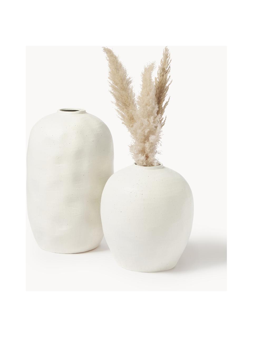 Große Bodenvase Bruno aus Steingut, H 62 cm, Steingut, Off White, Ø 39 x H 62 cm