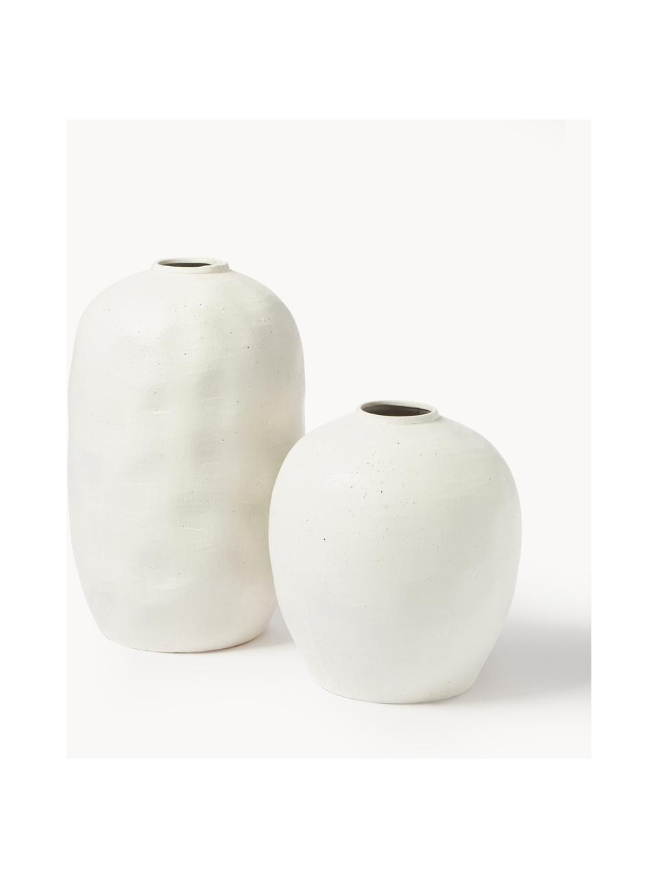 Große Bodenvase Bruno aus Steingut, H 62 cm, Steingut, Off White, Ø 39 x H 62 cm